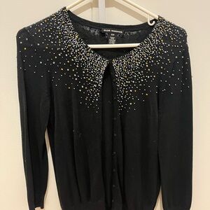 Club Monaco Black Sweater with Sparkling Collar